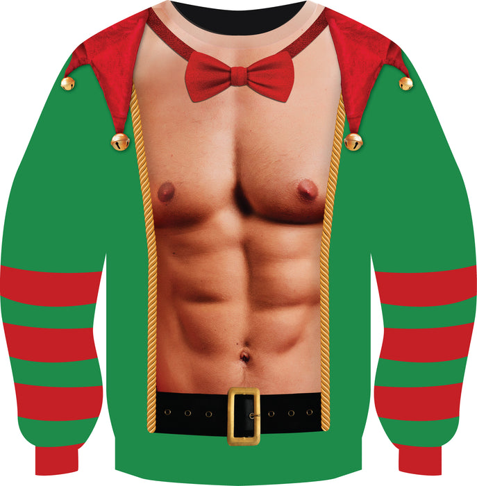 Unisex Funny Elf Man Jumper Six Pack Abs