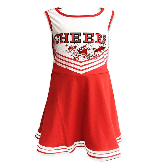 Adults Ladies Womens Zombie Cheerleader Red Fancy Dress Costume and Fake Blood