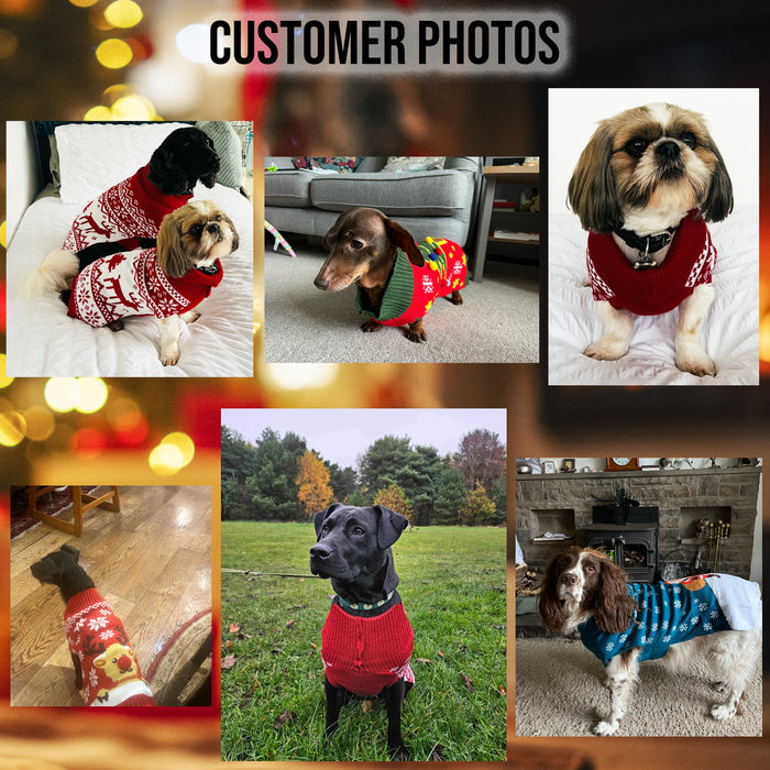 Christmas Dog Jumper Red with Tree Winter Sweater Coat for All Breeds and Sizes