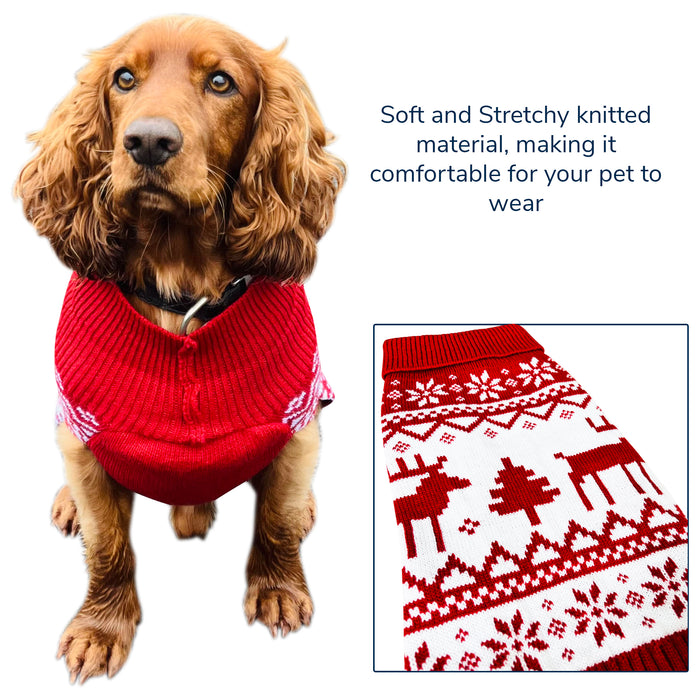 Christmas Dog Jumper Red Fairisle Nordic Winter Sweater Coat for All Breeds and Sizes