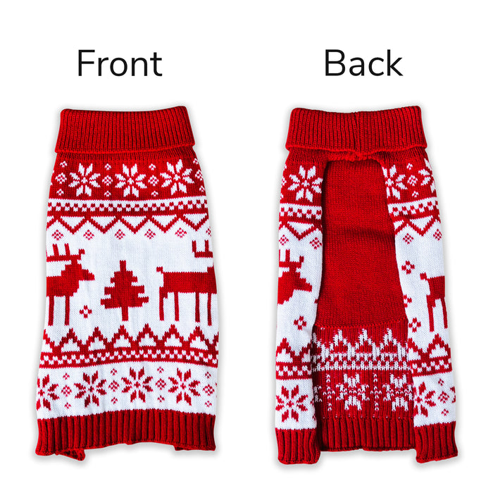 Christmas Dog Jumper Red Fairisle Nordic Winter Sweater Coat for All Breeds and Sizes