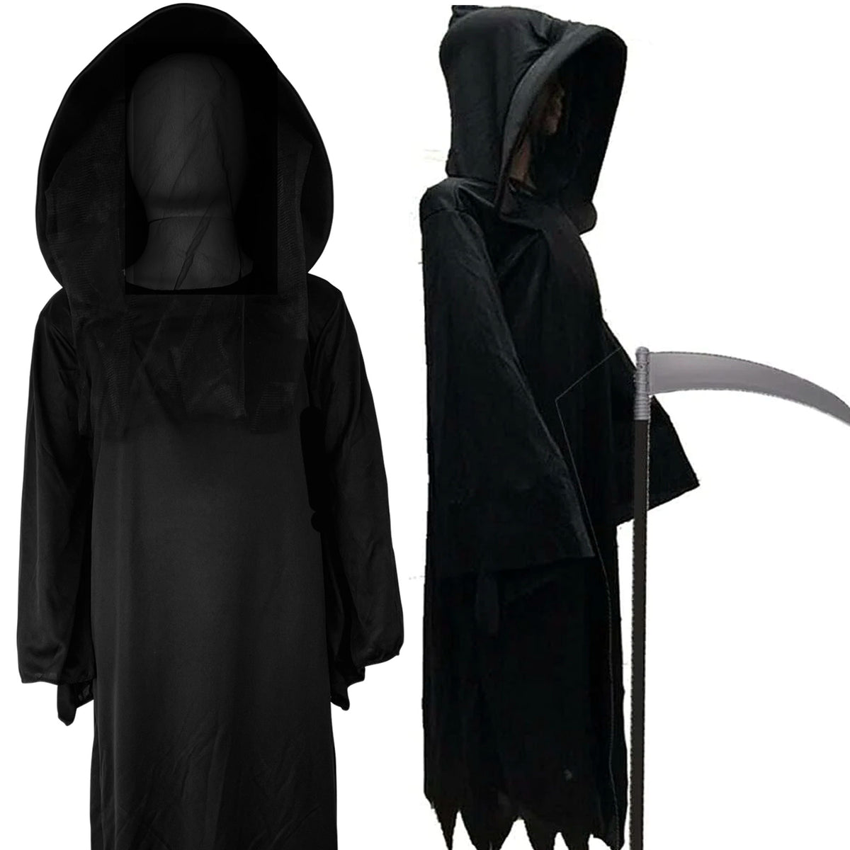 Adults Grim Reaper Fancy Dress Costume and Scythe Halloween Death ...