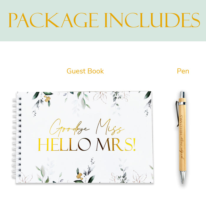 Hen Party Guestbook Goodbye Miss Hello Mrs Botanical themed