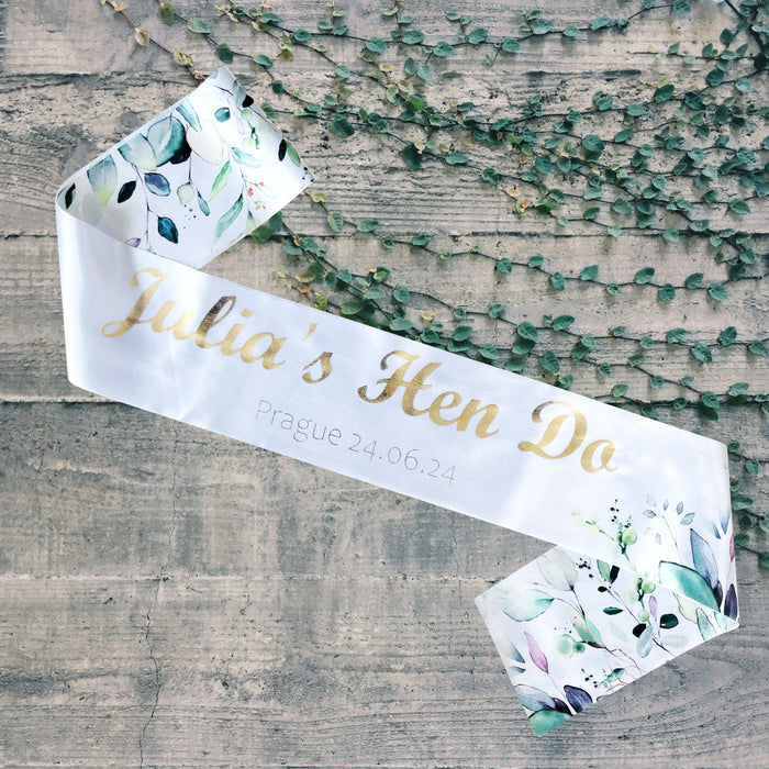 Hen Party Sashes Botanical Sage Green Floral