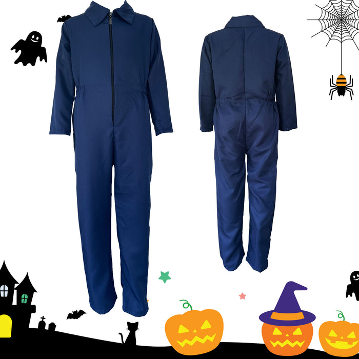 Childrens Kids Boys Girls Navy Boiler Suit, Fake Knife and Blood Fancy Dress Costume 4-12 Years