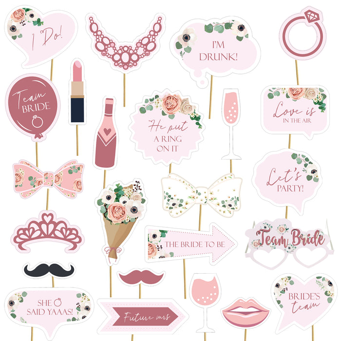 Hen Party Photo Props Set 27pcs Rose Gold Floral