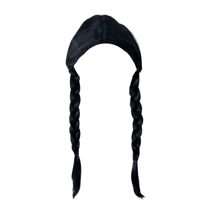 Childrens Kids Girls Scary Daughter Black Plaits Wig Gothic Family 6-12 Years