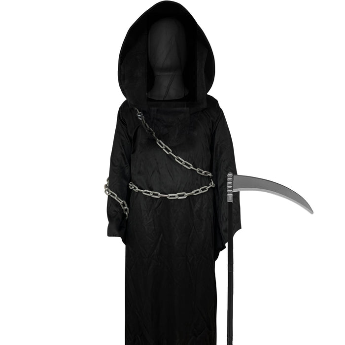 Childrens Kids Boys Girls Grim Reaper Death Fancy Dress Costume and Scythe