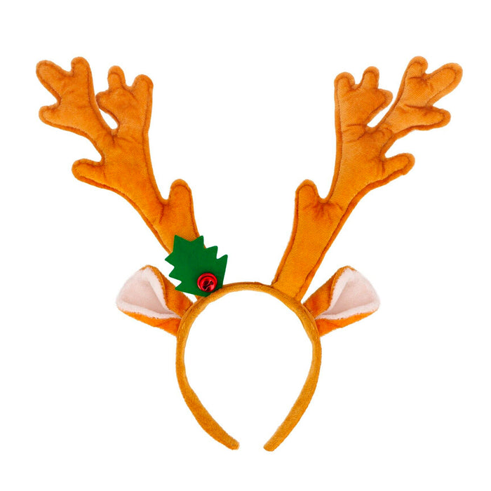 Reindeer Antlers Headband with Holly and Bell