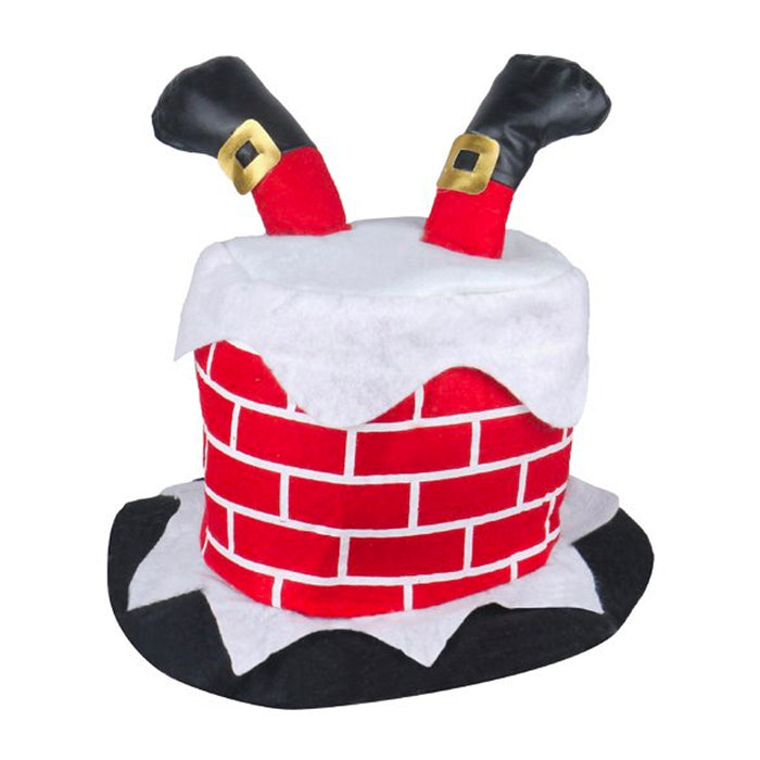 Santa Stuck in Chimney Christmas Hat