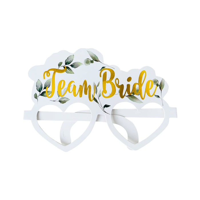 16 Botanical Team Bride Hen Party Card Glasses and 1x White and Gold Bride to Be