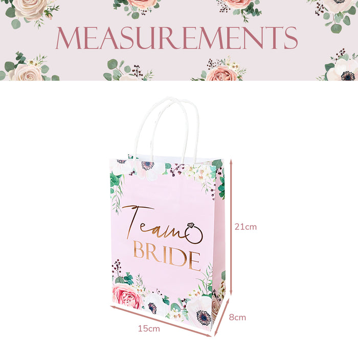 Hen Party Team Bride Paper Bag Light Pink Floral with Rose Gold Foil Text