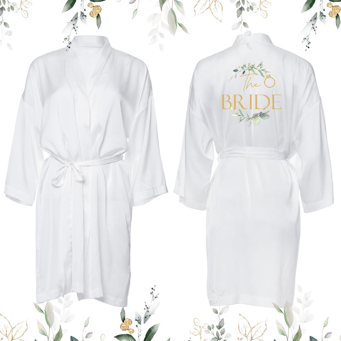 Botanical The Bride Gift Set - Spa Robe Slippers Makeup Bag & Tote Bag