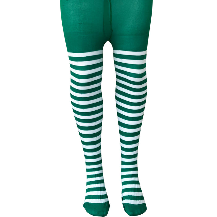 Plus size green and white striped tights best sale