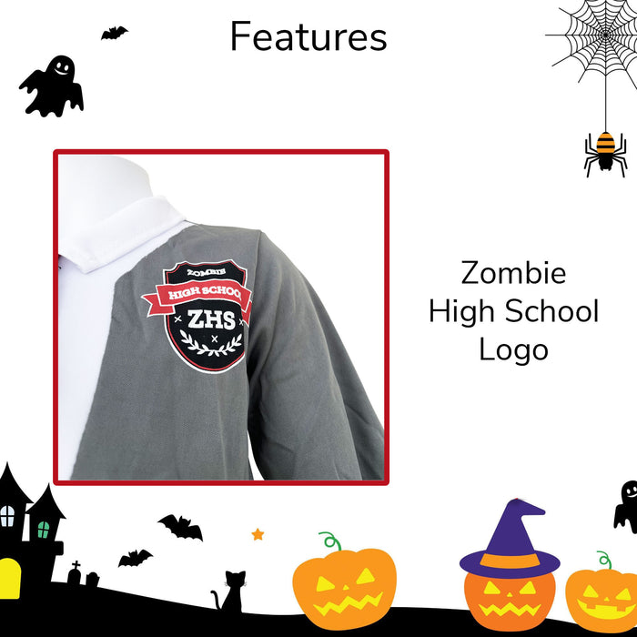 Childrens Kids Girls Zombie School Girl Fancy Dress Costume & Fake Blood