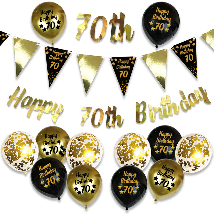 Black and Gold Birthday Decorations Set