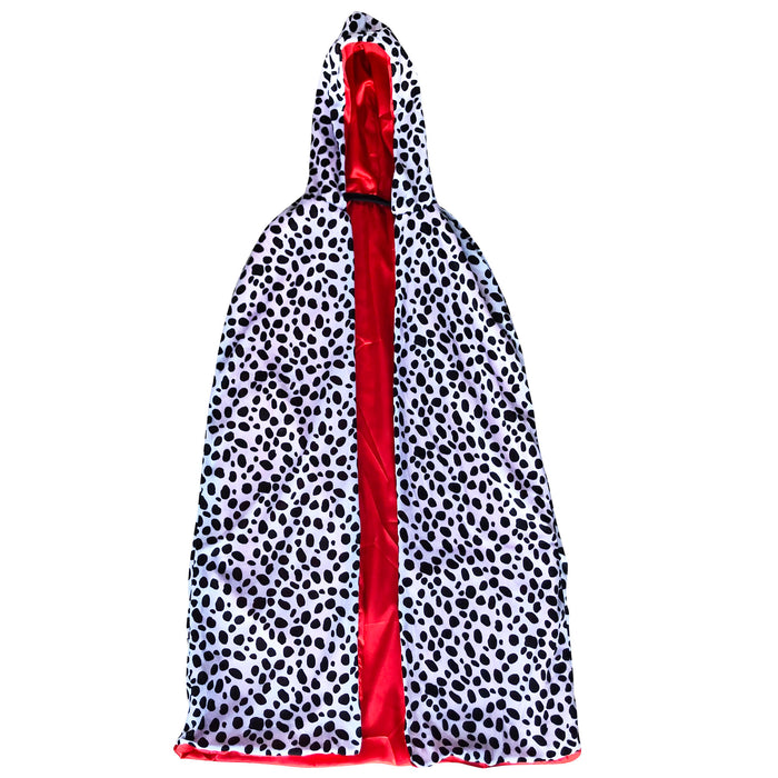 Childrens Girls Dalmatian Fancy Dress Costume (Cape, Wig, Red Gloves)