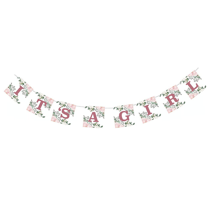 Pink Floral Baby Shower Banner Girl