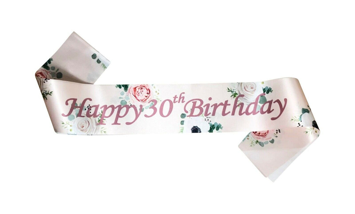 Floral Rose Gold Birthday Sash Age 13-80