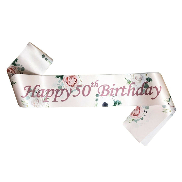 Floral Rose Gold Birthday Sash Age 13-80