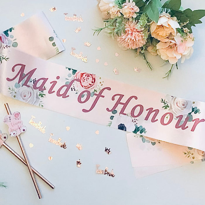 Hen Party Sashes Rose Gold Floral