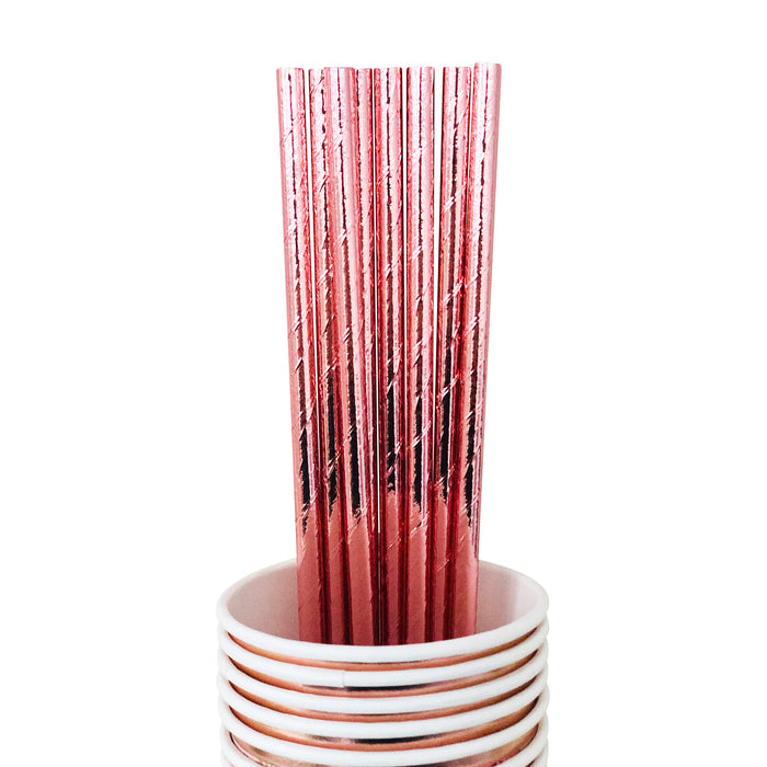 Rose Gold Foil Paper Straws - Pack of 8