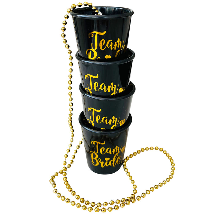 Pack of 12 Team Bride Shot Glass Black and Gold